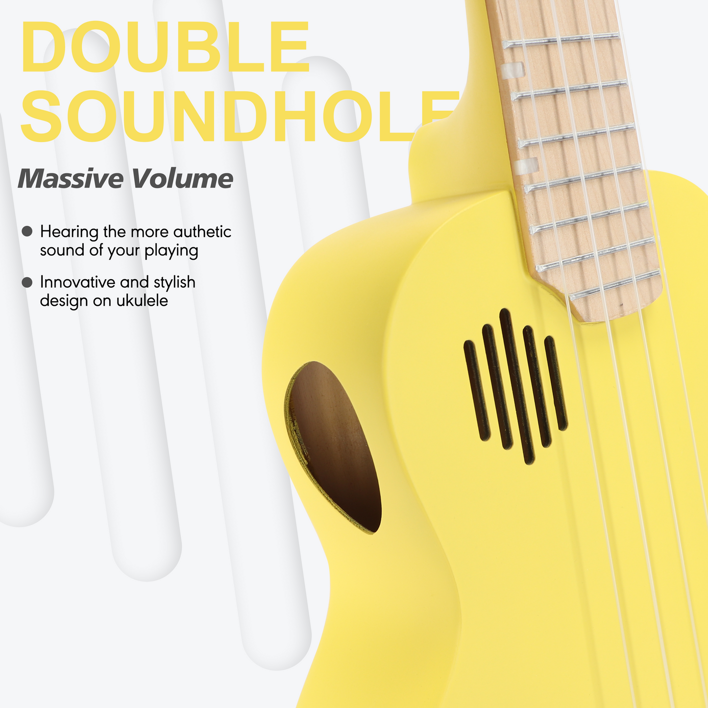 PICKAPICK 21" Soprano Ukulele for Kids with Gig bag, Lesson Book, Greeting Card, Felt Pick and Ukelele Strap (Sunshine Yellow)