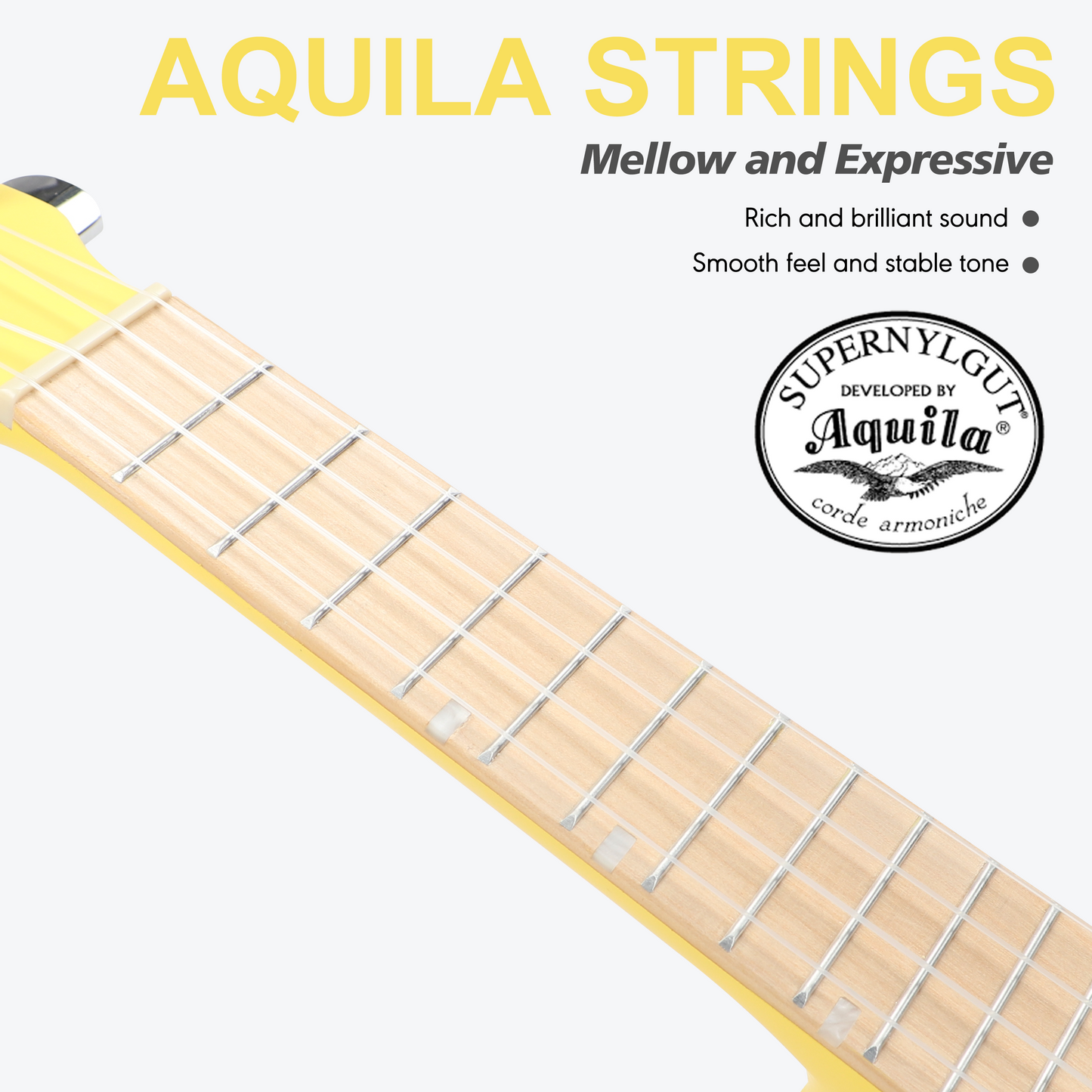 PICKAPICK 21" Soprano Ukulele for Kids with Gig bag, Lesson Book, Greeting Card, Felt Pick and Ukelele Strap (Sunshine Yellow)