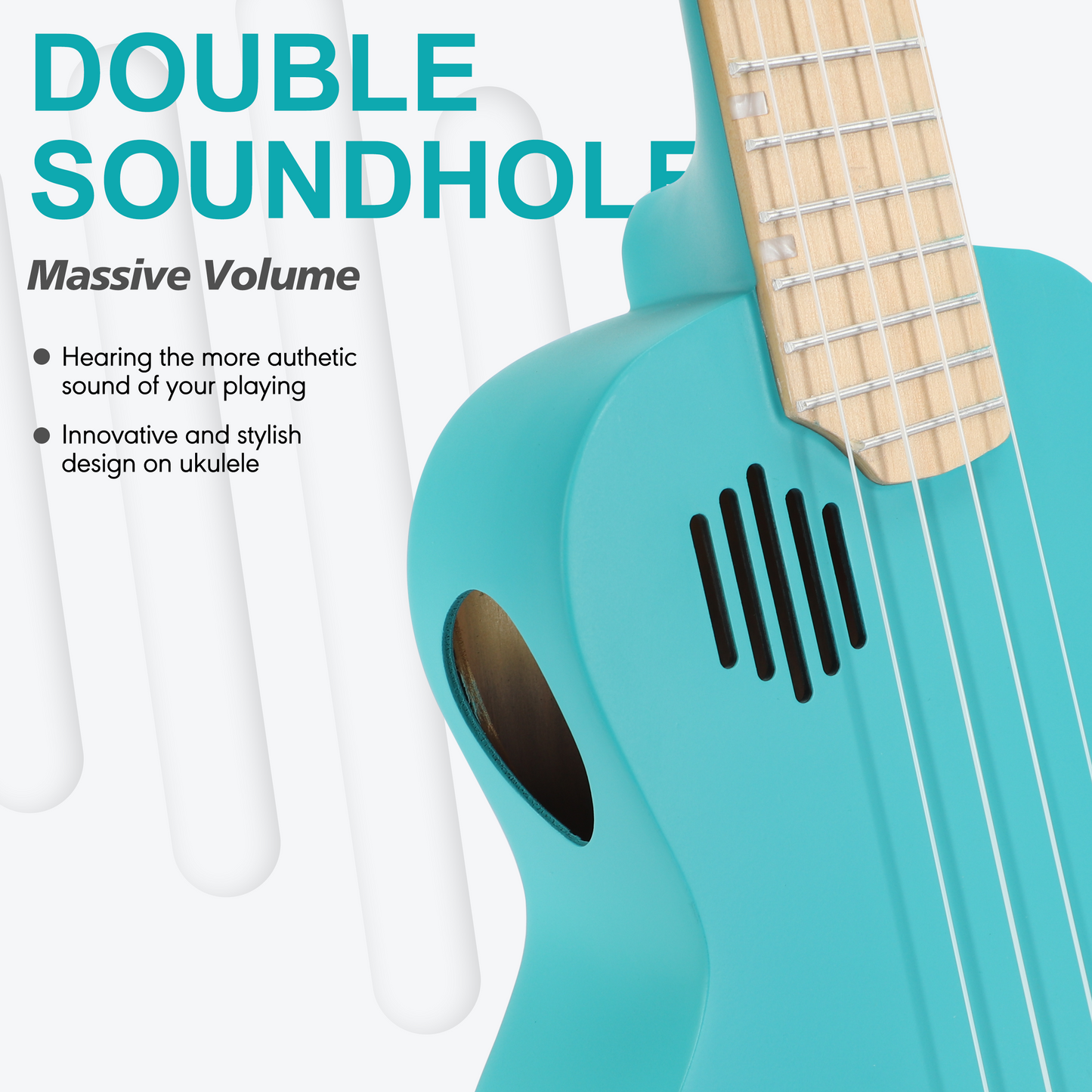 PICKAPICK 21" Soprano Ukulele for Kids with Gig bag, Lesson Book, Greeting Card, Felt Pick and Ukelele Strap  (Aqua Blue)