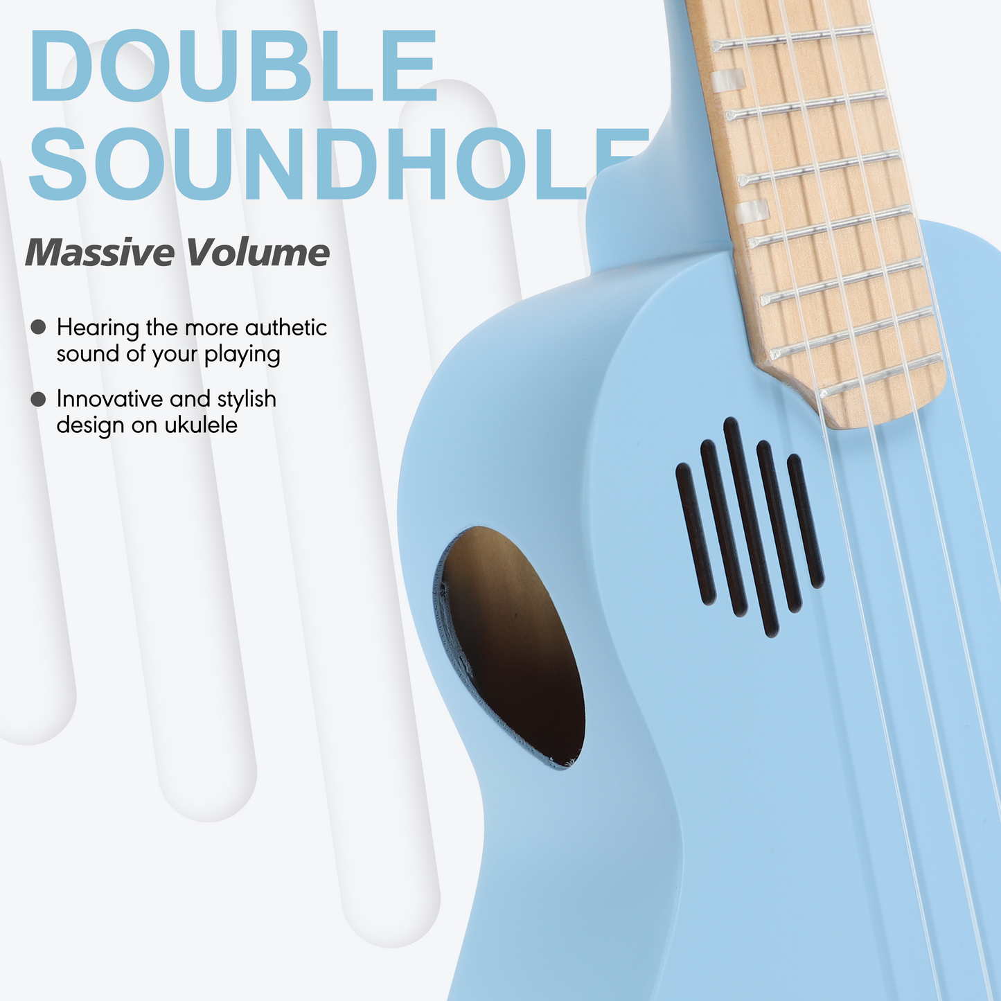 PICKAPICK 21" Soprano Ukulele for Kids with Gig bag, Lesson Book, Greeting Card, Felt Pick and Ukelele Strap  (Sky Blue)