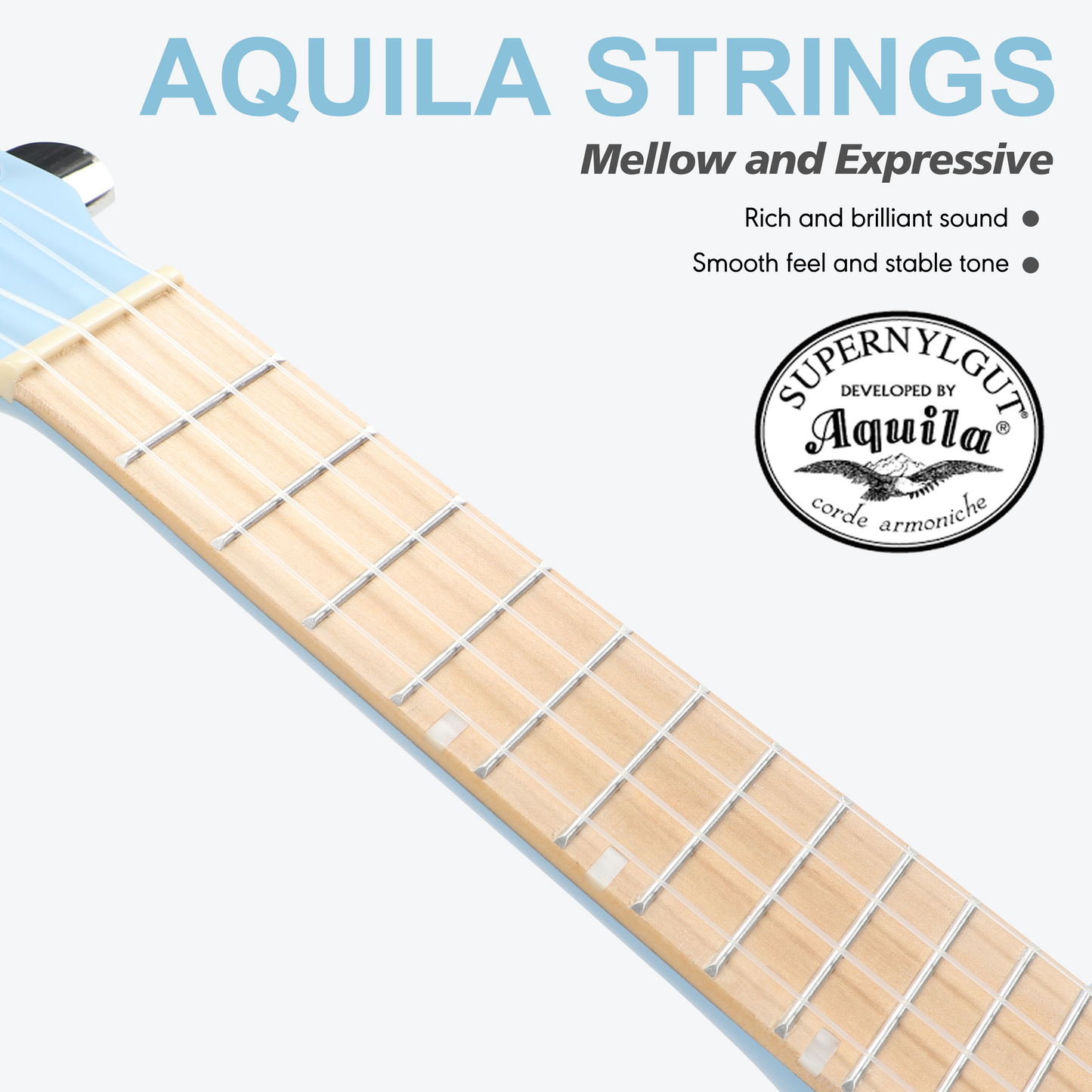 PICKAPICK 21" Soprano Ukulele for Kids with Gig bag, Lesson Book, Greeting Card, Felt Pick and Ukelele Strap  (Sky Blue)