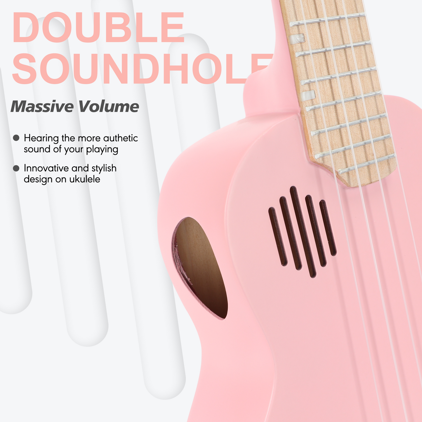 PICKAPICK 21" Soprano Ukulele for Kids with Gig bag, Lesson Book, Greeting Card, Felt Pick and Ukelele Strap (Cherry Pink)