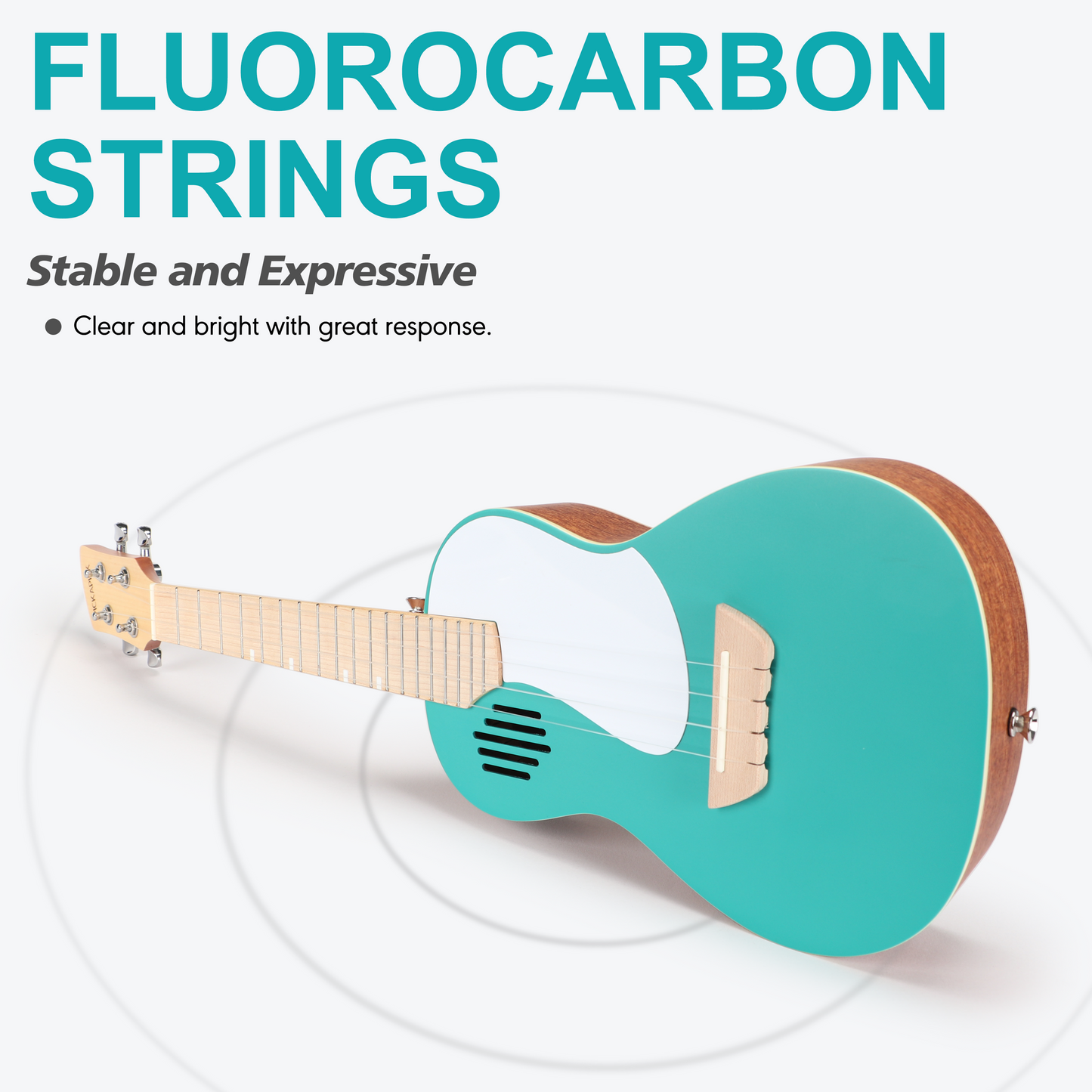 PICKAPICK 23" Concert Ukulele for Kids and Adults with Gig bag, Lesson Book, Greeting Card, Felt Pick and Ukelele Strap (Aqua Blue)