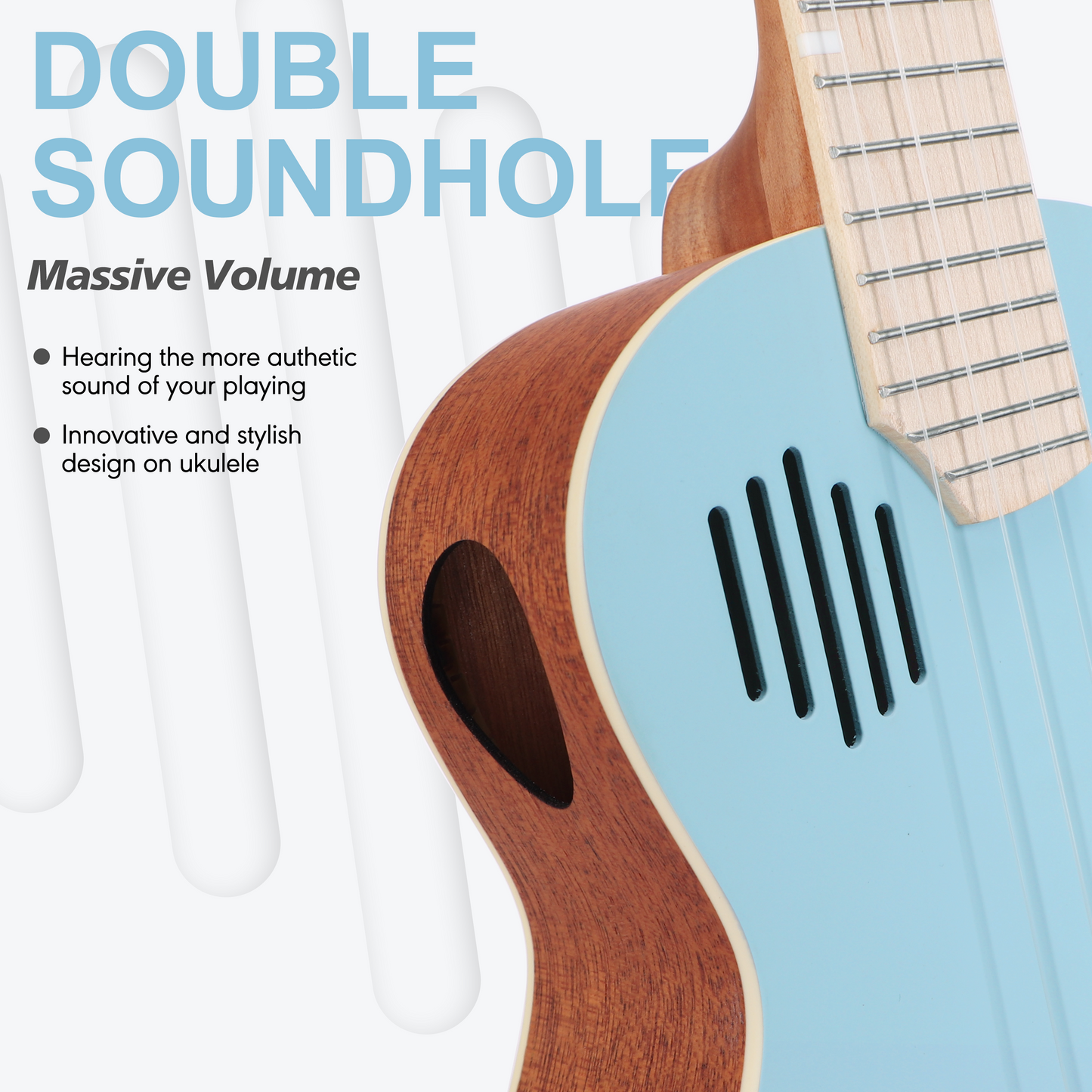 PICKAPICK 23" Concert Ukulele for Kids and Adults with Gig bag, Lesson Book, Greeting Card, Felt Pick and Ukelele Strap  (Sky Blue)
