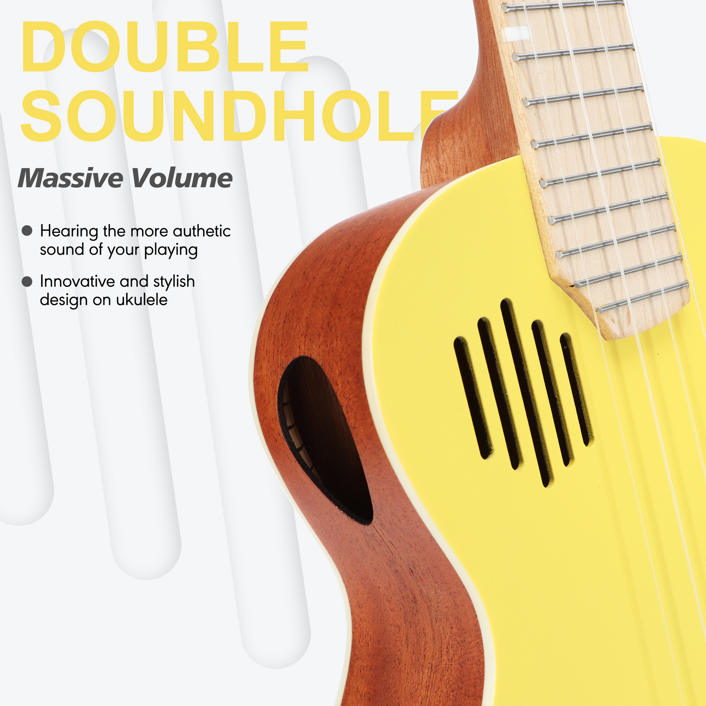 PICKAPICK 23" Concert Ukulele for Kids and Adults with Gig bag, Lesson Book, Greeting Card, Felt Pick and Ukelele Strap (Sunshine Yellow)