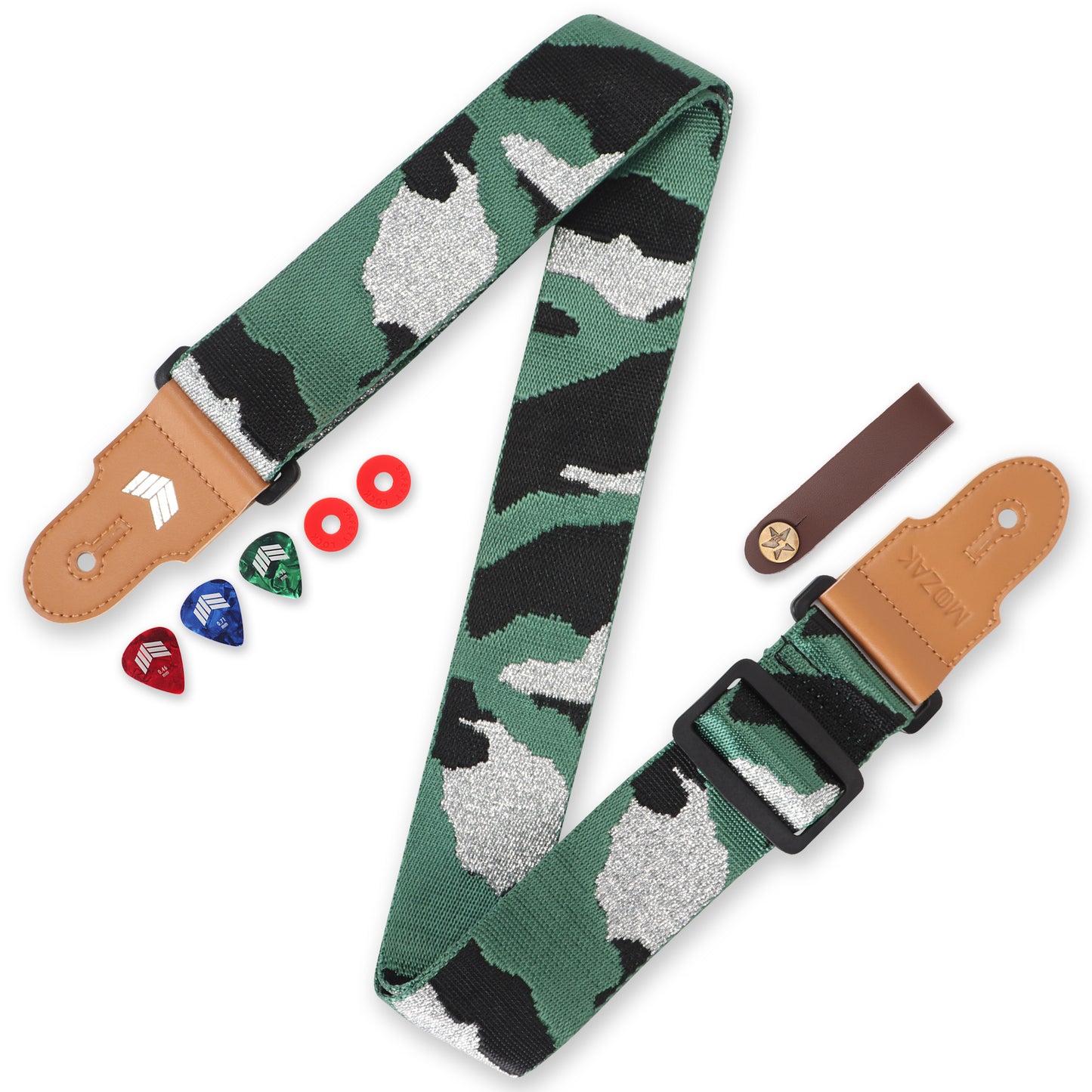 𝐌𝐎𝐎𝐙𝐀𝐊 𝐆𝐮𝐢𝐭𝐚𝐫 𝐒𝐭𝐫𝐚𝐩 for Acoustic Guitar, Bass Guitar or Electrical Guitar with Gift Set including 2 Guitar Strap Locks, 3 Guitar Picks and 1 Guitar Strap Headstock Tie