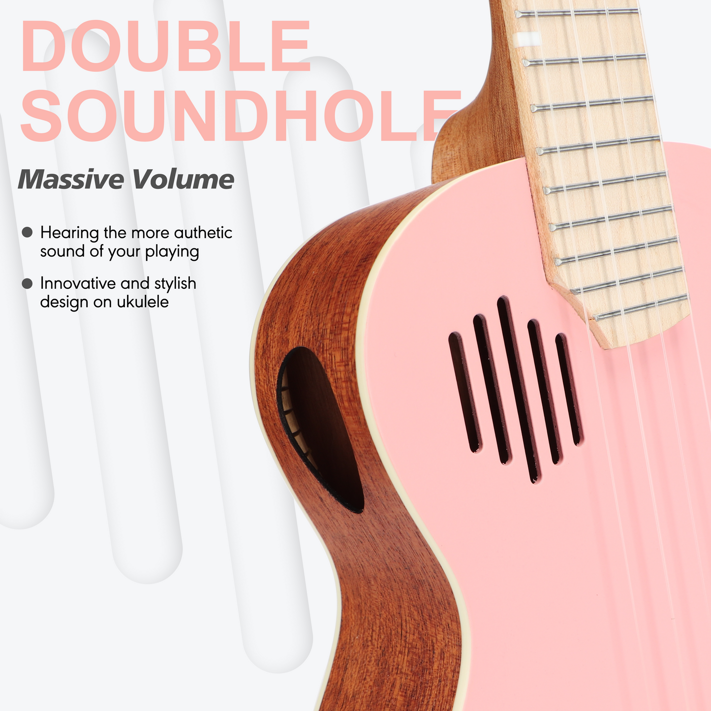 PICKAPICK 23" Concert Ukulele for Kids and Adults with Gig bag, Lesson Book, Greeting Card, Felt Pick and Ukelele Strap (Cherry Pink)