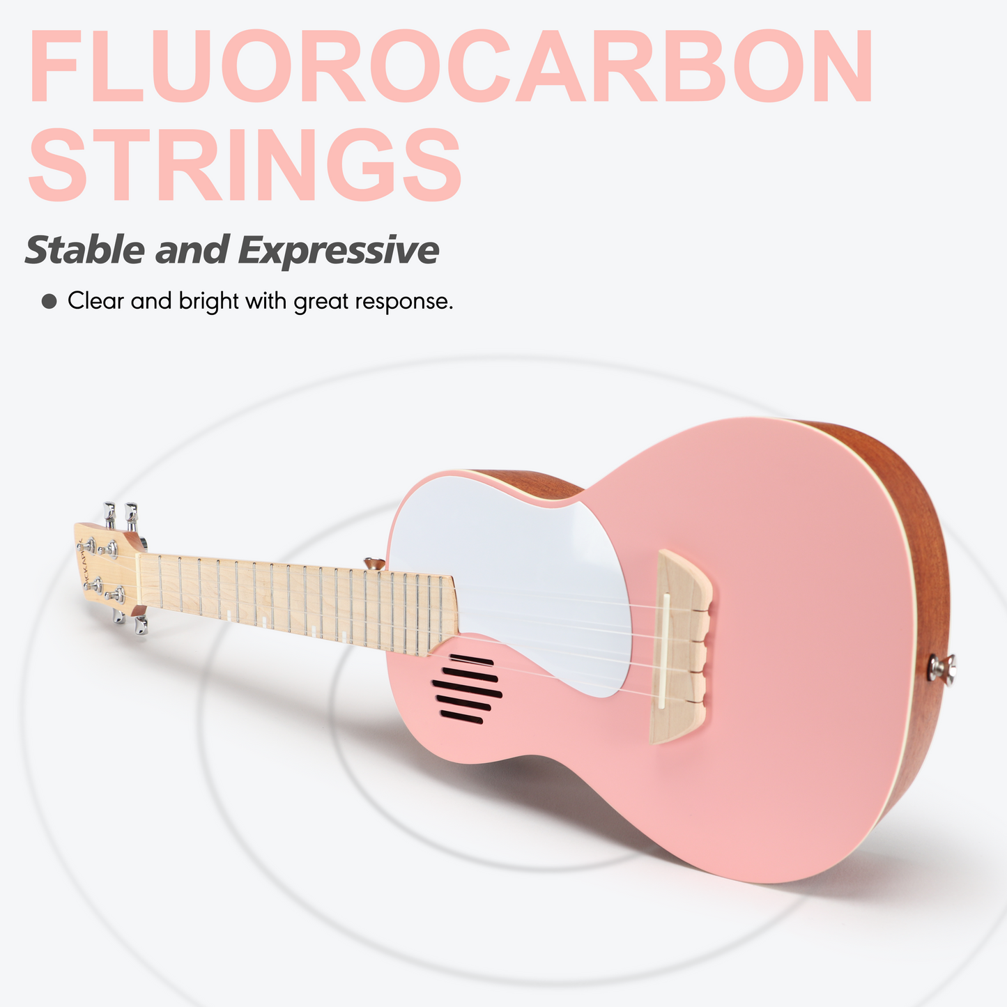 PICKAPICK 23" Concert Ukulele for Kids and Adults with Gig bag, Lesson Book, Greeting Card, Felt Pick and Ukelele Strap (Cherry Pink)