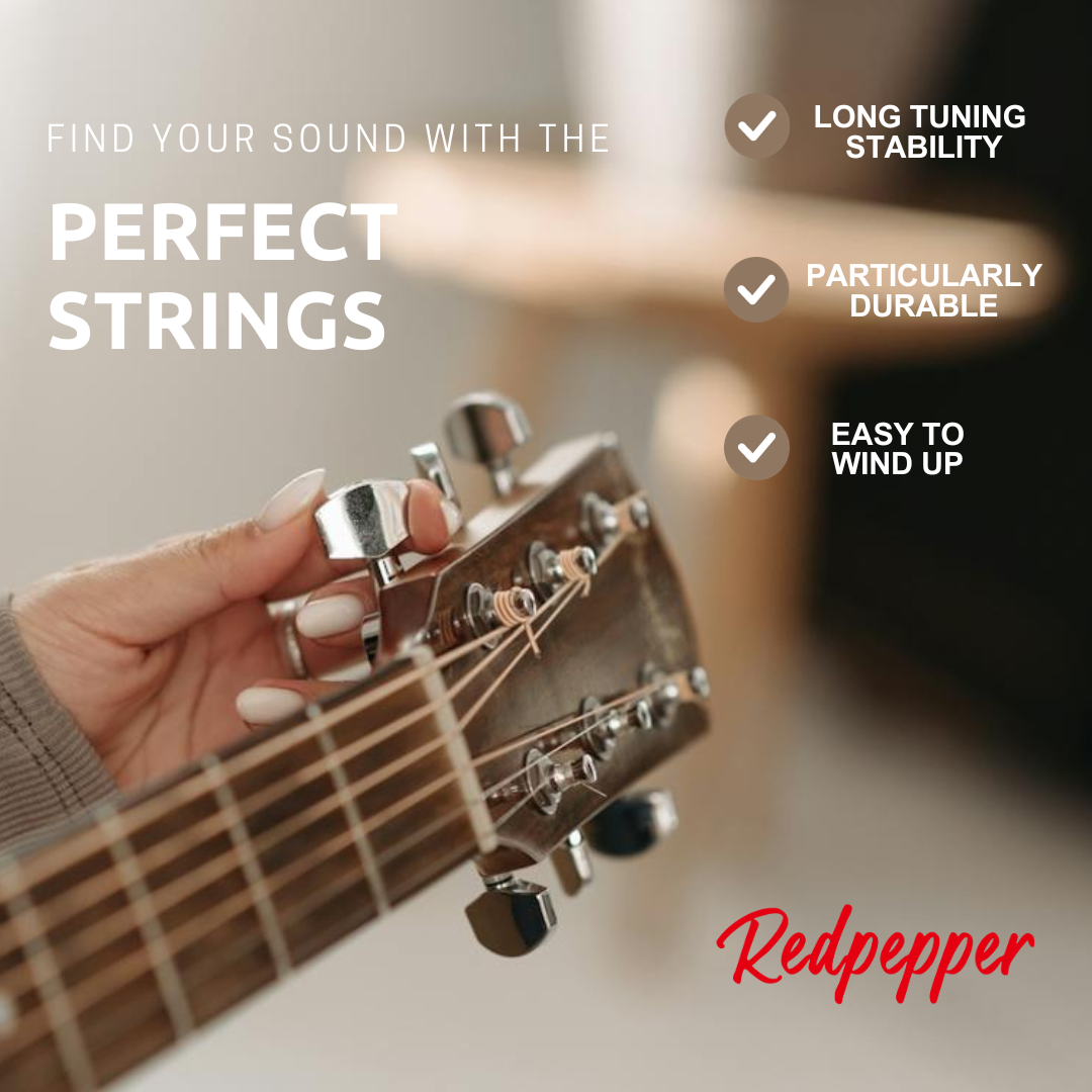 𝐑𝐞𝐝𝐩𝐞𝐩𝐩𝐞𝐫 𝐀𝐜𝐨𝐮𝐬𝐭𝐢𝐜 𝐆𝐮𝐢𝐭𝐚𝐫 𝐒𝐭𝐫𝐢𝐧𝐠𝐬, Brass Bronze Light Gauge with 3 Picks, Individually Packaged acústica guitarra cuerdas