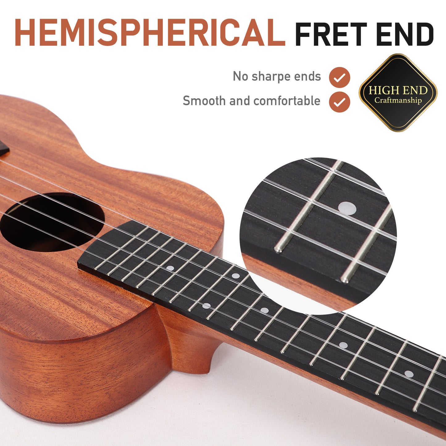 Redpepper® Concert Ukulele 23 Inch Mahogany for Adult Beginner - All-in-One Ukelele Starter Kit w/ Tuner, Bag, Strap, Picks, Strings - Durable & Rich Sound, Music Gift Choice