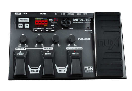 NUX MG-100 Professional Multi-Effects Pedal Processor Musical Instrument Parts 40s Record 55 Effect Mode 10 Sound Di Box Electric Guitar and Bass Loop Amplifier Tube Pedal