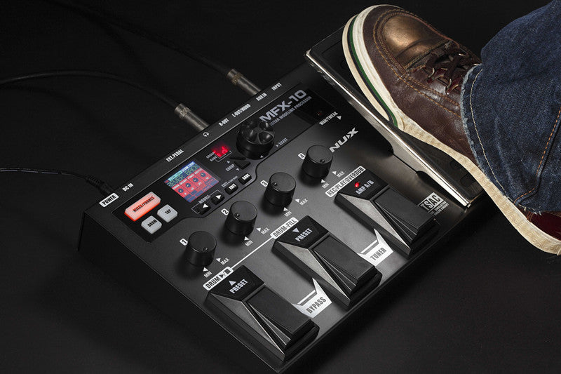 NUX MG-100 Professional Multi-Effects Pedal Processor Musical Instrument Parts 40s Record 55 Effect Mode 10 Sound Di Box Electric Guitar and Bass Loop Amplifier Tube Pedal