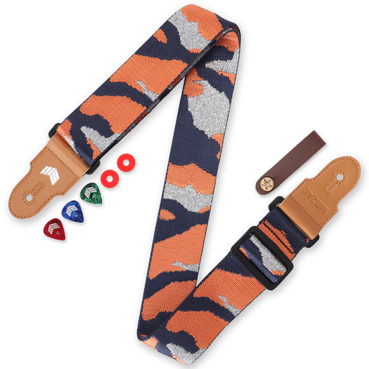 𝐌𝐎𝐎𝐙𝐀𝐊 𝐆𝐮𝐢𝐭𝐚𝐫 𝐒𝐭𝐫𝐚𝐩 for Acoustic Guitar, Bass Guitar or Electrical Guitar with Gift Set including 2 Guitar Strap Locks, 3 Guitar Picks and 1 Guitar Strap Headstock Tie